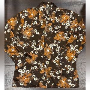 VINTAGE 70s Belair of California Long Sleeve Shirt Men L Disco Retro Floral